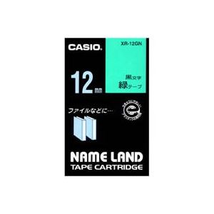 (業務用50セット) カシオ CASIO ラベルテープ XR-12GN 緑に黒文字 12mm ×50セット
