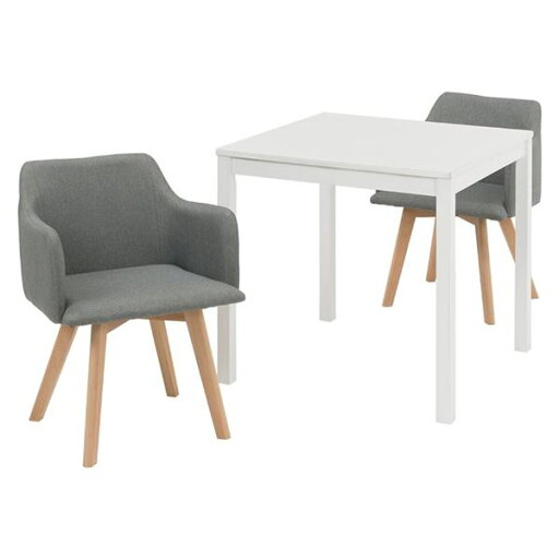 ダイニング 3点セット テーブル 75×75cm 正方形 ホワイト×1 肘付きチェア グレー×2 木製 組立品 リビング キッチン (代引不可) ダイニング 3点セット テーブル 75×75cm 正方形 ホワイト×1 肘付きチェア グレー×2 木製 組立品 リビング キッチン (代引不可)