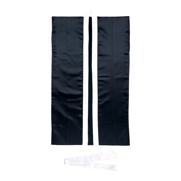 （まとめ）ソフトサテンロングハッピ L 黒/銀襟 （ハチマキ付） 【×10個セット】 (代引不可)