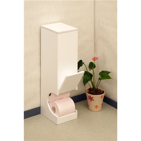 トイレラック トイレ収納 約幅14.5×奥行16×高さ54cm ホワイト ロールペーパーラック お手洗い 御手洗 (代引不可)
