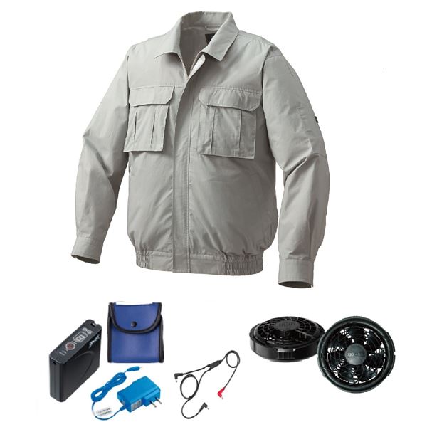 KU91900 空調服 R 綿薄手 脇下マチ付き FAN2300B・RD9261・LISUPER1セット モスグリーン 3L【送料無料】 (代引不可)