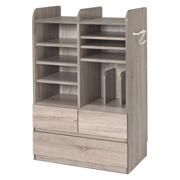 ランドセルラック グレー キャスター付 可動棚 引出し収納 組立品 (代引不可)