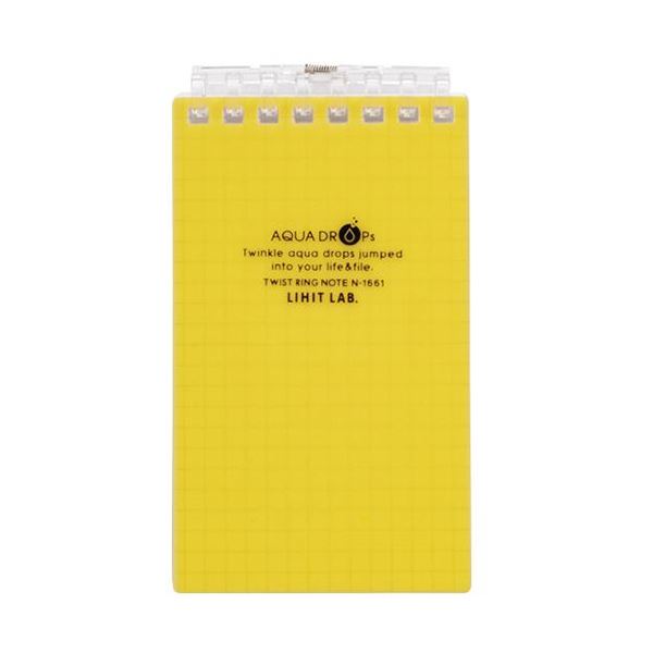 （まとめ） リヒトラブ AQUA DROPsツイストノート（メモサイズ） 125×72mm 8穴 5mm方眼罫 黄 40枚 N-1661-5 1冊 【×30セット】 (代引不可)