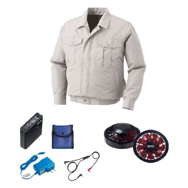 KU90540 空調服 R ポリエステル製 FAN2200BR・RD9261・LISUPER1セット シルバー LL (代引不可)