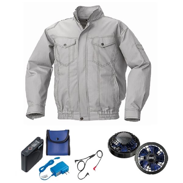 KU92040 空調服 R 綿 ヘリンボーン FAN2400SPBB・RD9261・LISUPER1セット シルバー 3L【送料無料】 (代引不可)