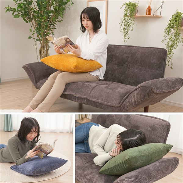 クッション 約45×45cm ワインレッド コーデュロイ生地 洗える カバー付き カバーリング 背当て クッション リビング ソファー (代引不可)