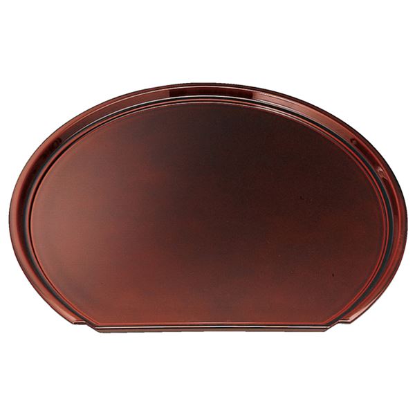 尺4 半月フライト盆/トレー 【溜毘沙門天塗】 423×370×19mm 日本製 〔和食 レストラン 居酒屋 店舗 お..