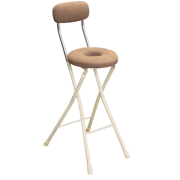 円座 折りたたみ椅子 【4脚セット アイボリー×ミルキーホワイト】 幅36cm 日本製 スチール 『スイーツチェア ドーナツハイ』 (代引不可)