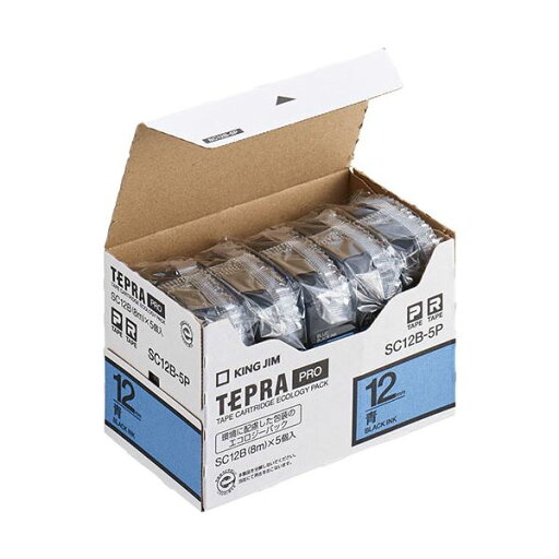 キングジム(KING JIM) テプラPROテープエコノパック 5個入 12mm 青 SC12B-5P【送料無料】 (代引不可) キングジム(KING JIM) テプラPROテープエコノパック 5個入 12mm 青 SC12B-5P【送料無料】 (代引不可)