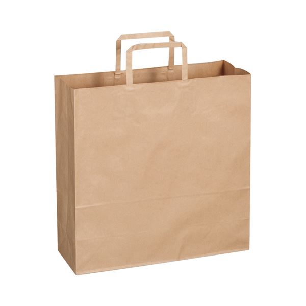 TANOSEE 紙手提袋 平紐 中ヨコ320×タテ320×マチ幅115mm 茶無地 1セット（300枚：50枚×6パック） (代引不可)