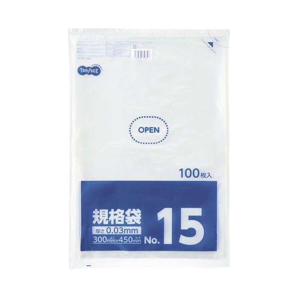 （まとめ）TANOSEE 規格袋 15号0.03×300×450mm 1パック（100枚）【×10セット】 (代引不可)