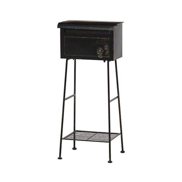 ポスト 郵便受け 幅425mm 横型 ローズ ブラック スチール 棚付き ガーデン 玄関 エントランス 入口 店舗 お店 (代引不可)