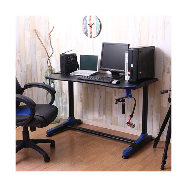 ゲーミングデスク/作業テーブル 【イージー01 ブルー】 幅120×奥行65cm 『GAMING DESK XeNO ゼノ』 (代引不可)