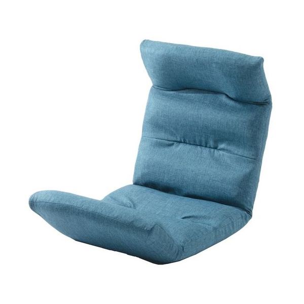 リラックスチェア/座椅子 【上タイプ タスクブルー】 14段階リクライニング 折りたたみ収納 〔リビング雑貨 生活雑貨〕 (代引不可)