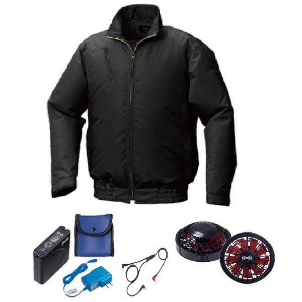 KU92010 空調服 R ポリエステル製 カジュアル FAN2200BR・RD9261・LISUPER1セット ブラック L【送料無料】 (代引不可)