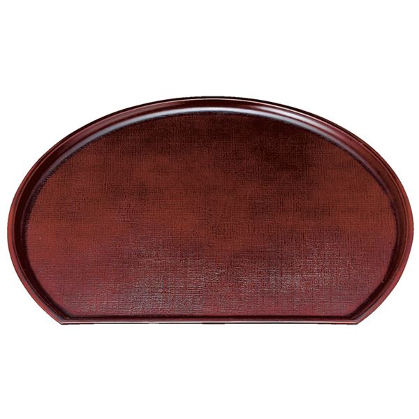 尺4 耐熱新布目半月盆/トレー 【溜SL】 420×361×15mm 日本製 食洗機対応 〔和食 レストラン 居酒屋 店舗 お店〕 (代引不可)