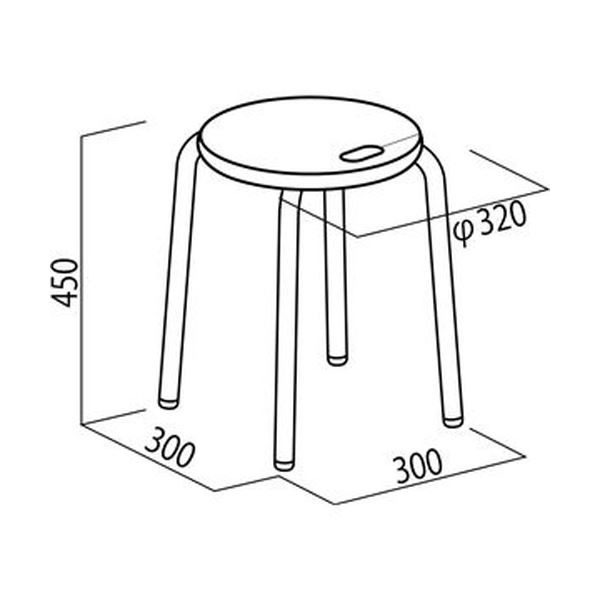 スツール オットマン 幅320×奥行320×高さ450mm ナチュラル×ブラック スタッキング 日本製 木製座面 スチール 1脚販売 (代引不可)