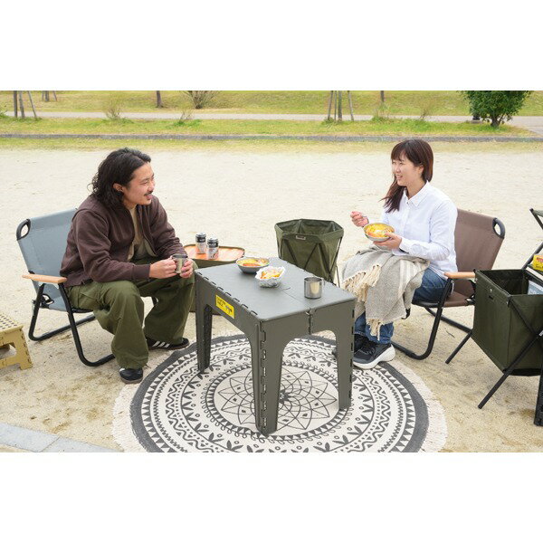 折りたたみテーブル ローテーブル 幅65cm スクエア グリーン 持ち運び便利 作業机 クラフターテーブル アウトドア 屋外 (代引不可) [2]