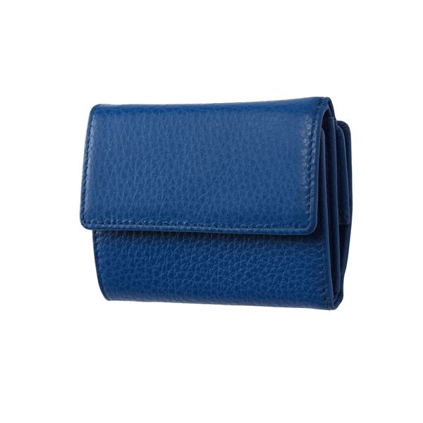 フリュー 薄い財布 メンズ FRUH（フリュー） イタリアンレザー 3つ折り財布 コンパクトウォレット GL032-BL ブルー (代引不可)