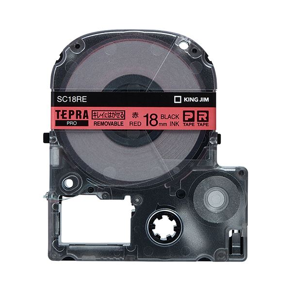 (まとめ) キングジム テプラ PRO テープカートリッジ キレイにはがせるラベル 18mm 赤/黒文字 SC18RE 1個 【×10セット】 (代引不可)