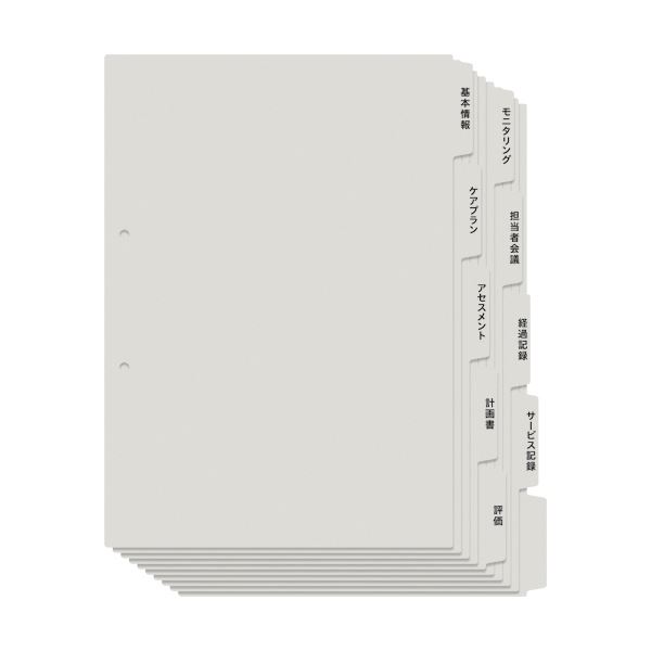 （まとめ）プラス たすけあ利用者カルテ用インデックス A4タテ 5山2組 グレー FL-807IS 1パック【×20セット】 (代引不可)