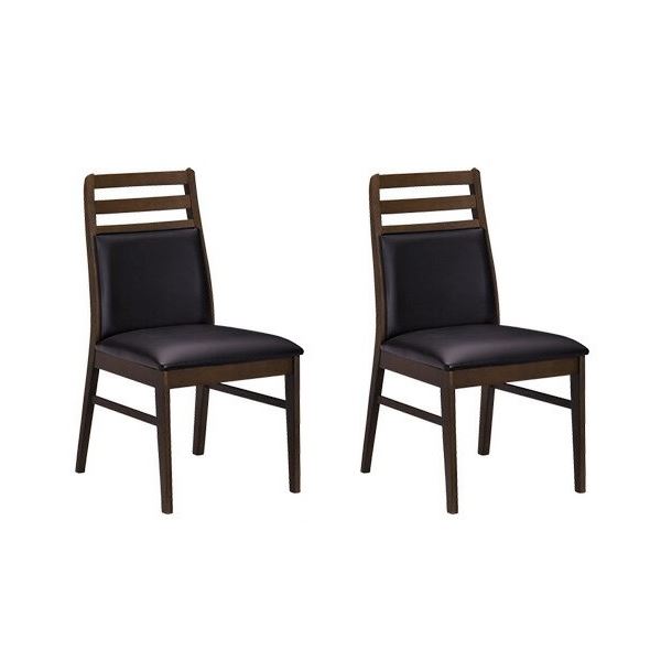 ダイニングチェア/食卓椅子 【2脚セット ダークブラウン】 幅46cm PVC 木製 完成品 〔リビング 在宅ワーク〕 (代引不可)