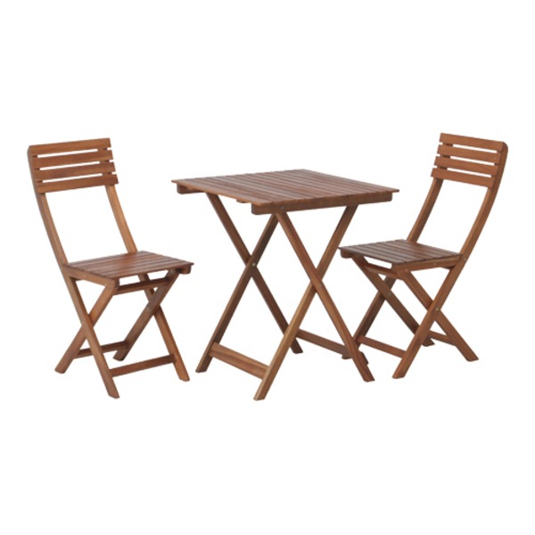 ガーデンテーブル ＆ チェア 3点セット 600×600×710mm ブラウン 折りたたみ式 木製 ガーデニング ベラ..