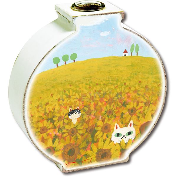 ユーパワー フラワーベース 糸井忠晴 「ネコとひまわり畑」 (代引不可)