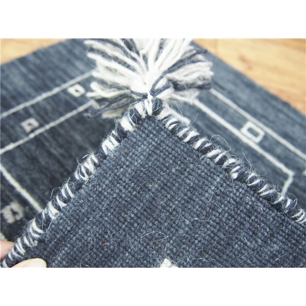 ギャッベ ラグマット/絨毯 【約200×250cm ブラック】 ウール100% 保温性抜群 調湿効果 オールシーズン対応 〔リビング〕 (代引不可)