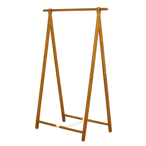 シングル ハンガーラック 幅101cm×奥行55cm×高さ147.5cm ブラウン 木製 天然木 折りたたみ可 木目調 コ..