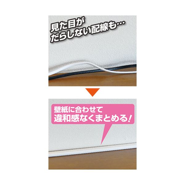 （まとめ）ELPA 足せるモール 壁用ミニ45cm テープ付 壁紙石目 PSM-K045P4（ST）1パック（4本）【×10セット】