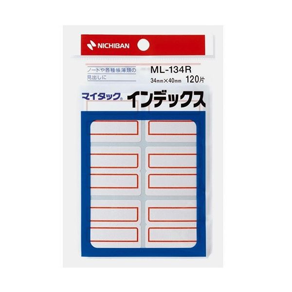 (まとめ) ニチバン マイタック インデックス紙ラベル 特大 40×34mm 赤枠 ML-134R 1...