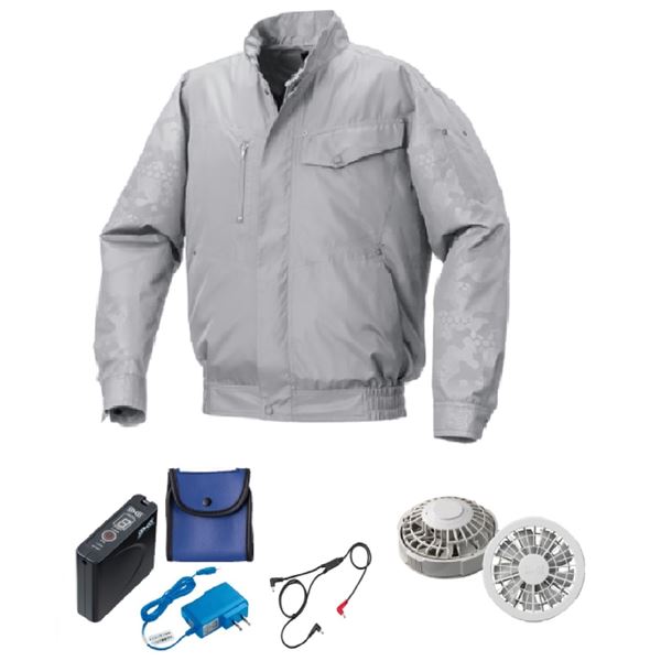 KU92000 空調服 R ポリエステル製 エンボスプリント FAN2200G・RD9261・LISUPER1セット グレー×グレー..