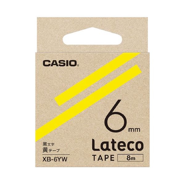 （まとめ）カシオ計算機 ラテコ専用テープXB-6YW 黄に黒文字（×30セット） (代引不可)
