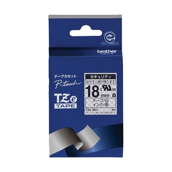 (まとめ) ブラザー ピータッチ TZeテープセキュリティテープ 18mm 白/黒文字 TZE-SE4 1個 【×5セット】..
