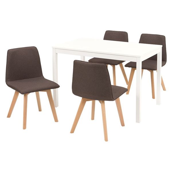 ダイニング 5点セット テーブル 110×70cm ホワイト×1 チェア ブラウン×4 木製 組立品 リビング キッチン リビング (代引不可)