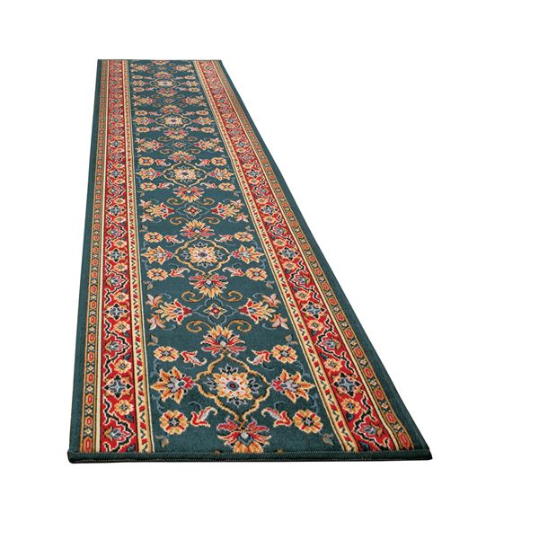 ベルギー製 廊下敷き/ラグマット 【78×240cm グリーン】 長方形 防滑 撥水 撥油加工 高耐久性 〔玄関 キッチン〕 (代引不可)