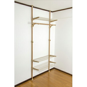 【ドリームハンガー】棚付き突っ張りクローゼットNA 取り付け・取り外し簡単 突っ張りハンガ− 省スペー..