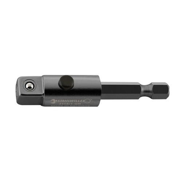 ●六角シャンク…1/4”●差込角…3/8”●全長…50mm●外径(mm)…14.6●材質…クロム合金鋼●重量(g)…26●クイックリリース●差込角1/4”HEXの段付き3/8”SQインパクトソケットアダプター。原産国：ドイツ【代引きについて】こちらの商品は、代引きでの出荷は受け付けておりません。【送料について】北海道、沖縄、離島は別途送料を頂きます。