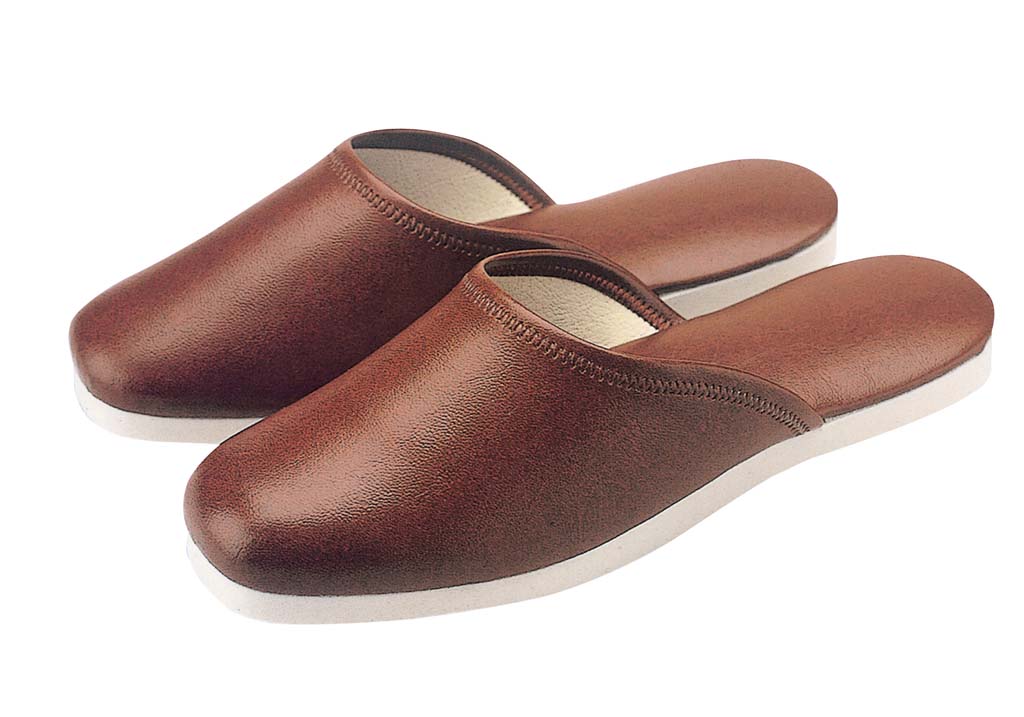 スリッパ (白薄底) 前とじタイプ 014L ブラウン (04)(代引不可)【送料無料】