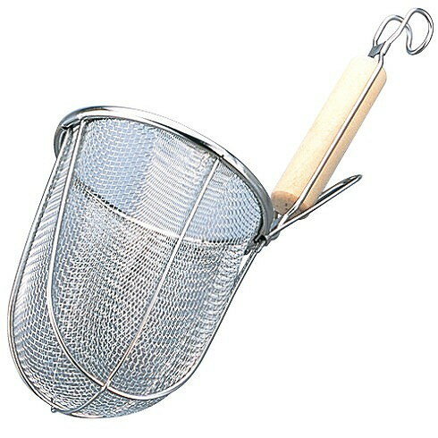 BK 18-8 木柄 うどん揚 丸底 大(φ137)(代引不可)【送料無料】