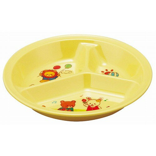 メラミン子供食器 みんなともだち 3ッ切ランチ皿 YMA-1 イエロー(代引不可)