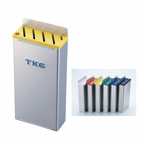 TKG 18-8プラ板付カラーナイフラック 小 Aタイプ 白 AHU651 JANコード 4905001107702●間口×奥行×高さ(mm):152×65×315●全高(mm):340●カラー:白●材質：本体:18-8 フタ:ABS樹脂■HACCPを考えた新しいナイフラック —衛生面に優れたナイフラックです。■—■背面には引掛け用の穴が付いています。■底板がなく蓋も簡単に取り外しができるので洗浄がラクラク。■材質:本体/18-8ステンレス 蓋/ABS樹脂■※最大収納数 牛刀27cm 4本 パーリングナイフ 1本 スチール棒 1本【送料について】北海道、沖縄、離島は送料を頂きます。