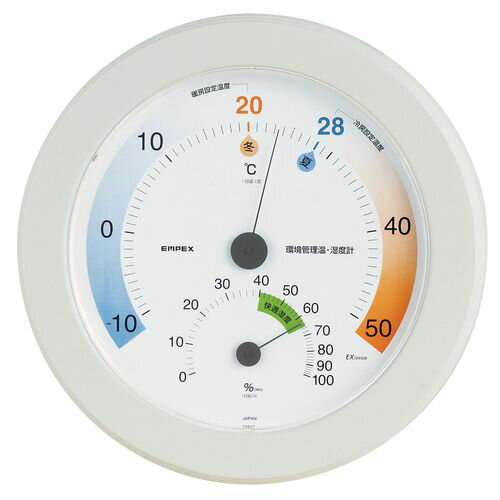 エンペックス 環境管理 温・湿度計「省エネさん」 TM-2771 BOVL001 JANコード 4961386277102●直径×厚さ(mm):230×27●材質：ポリスチレン■温度:-10~+50℃(1目盛1℃)湿度: 0~ 100%(1...