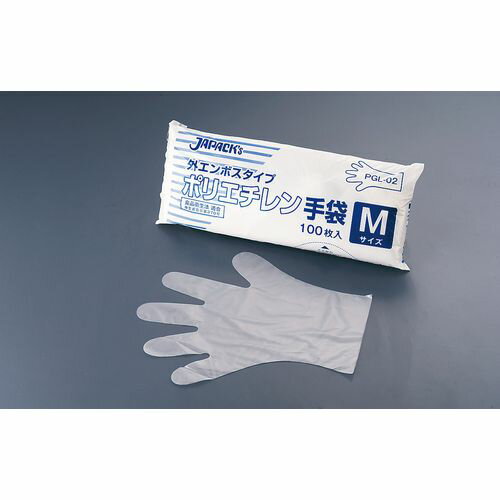 ジャパックス ポリエチレン手袋 PGL-01 S（100枚入） STBF301 JANコード 4521684999818●メーカー品番:PGL-01●規格:S●全長(mm):275●手のひら周りのサイズ(約)(mm):270■1袋(100枚...