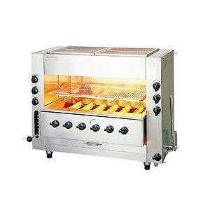●庫内寸法:755×460×H250●質量:61kg●付属品:串受ロストル3本・焼網(340×360):2枚1時間●ガス消費量(kW):プロパン21.0都市ガス13A21.0ガス接続プロパンゴム管φ9.5mm都市ガス13Aゴム管φ13mm従来品との比較ニュー武蔵従来品(耐熱ガラスタイプ):表面温度750度以上620〜650度以上焼き時間比較さんま170g3.5〜4分4〜4.5分シャケ切身80g3分3.5〜4分うなぎ白焼2〜2.5分2.5〜3分840×635×H770庫内寸法:560×460×H250●質量:50kg●付属品:串受ロストル2本・焼網1枚※LPガス・13Aのみとなります。同時両面グリラーに煙を大幅カットした「ニュー武蔵」新登場!上から下からガス赤外線で外はこんがり、中はふっくら焼き上げる焼きの名人「武蔵」に強火力で、放熱板に油やタレを付きにくくし煙の発生を大幅カットした「ニュー武蔵」登場!新型バーナー搭載!●熱効率が従来品に比べ約10%アップし、焼き上がりが速くなる。●ガスの消費量も少なくてすみ、省エネで経済的。●NOxの発生量が少なく、調理場の環境改善。掃除も簡単●放熱板などが簡単に取り外せて、お手入れも楽々。新型の強火力・高効率の内部炎口バーナー煙が出ない●放熱板を高熱(約800度):にすることで、放熱板に油やタレが付着せず煙の発生を大幅に削減。低NOx機器NOx(ノックス):とは、窒素酸化物のことを示し、大都市地域を中心に大気汚染の原因になる煙を発生する燃焼機器の低NOx機器開発を促進しています。「ニュー武蔵」は、一足早く対応し、皆様のお店に貢献します。【代引きについて】こちらの商品は、代引きでの出荷は受け付けておりません。【送料について】北海道、沖縄、離島は送料を頂きます。