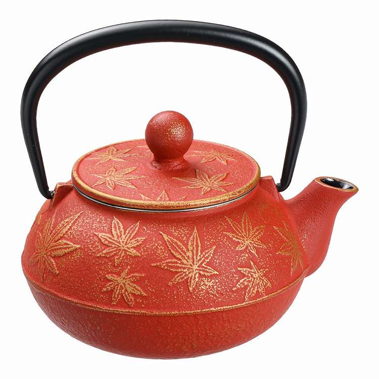 岩鋳 急須 カエデ 3型 金/赤茶(代引不可)【送料無料】