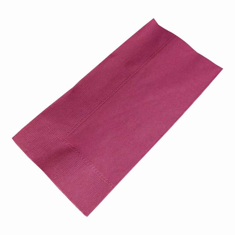 2プライ8つ折 カラーナフキンD28 ワインレッド(50枚入)(代引不可)