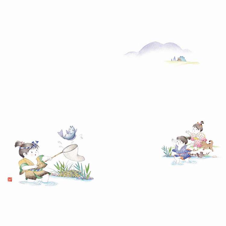 尺3 テーブルマット(100枚入) わらべ 魚捕り no.524(代引不可)