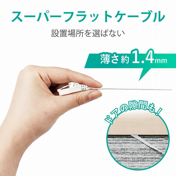 エレコム LANケーブル Cat6A ツメが折れない フラット 10m ホワイト RJ45コネクタ 10Gbps RoHS指令準拠(10物質) LD-GFAT/WH100(代引不可)【メール便（ネコポス）】【送料無料】